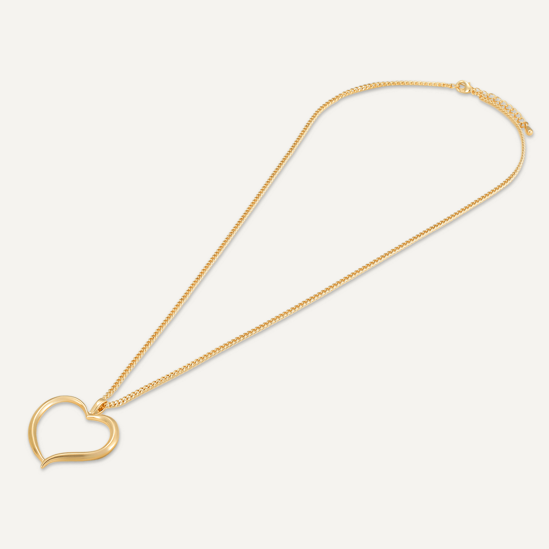 Heart Pendant Long Necklace In Gold-Tone