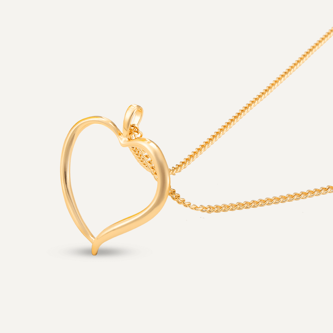 Heart Pendant Long Necklace In Gold-Tone