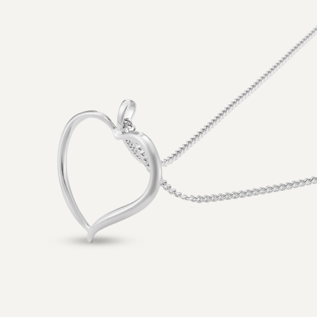 Heart Pendant Long Necklace In Silver-Tone