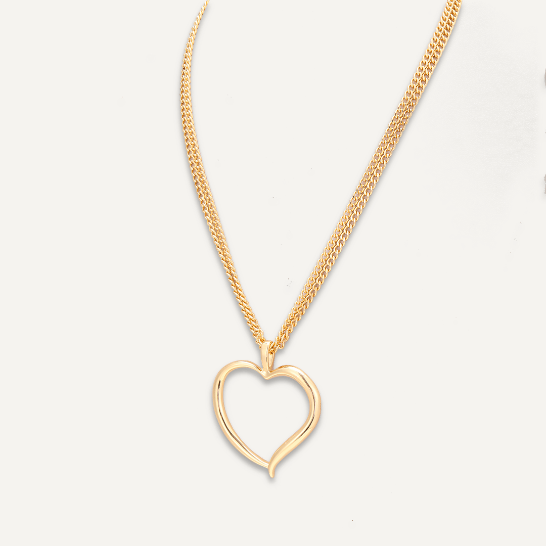 Multi-Chain Heart Pendant Long Necklace In Gold-Tone