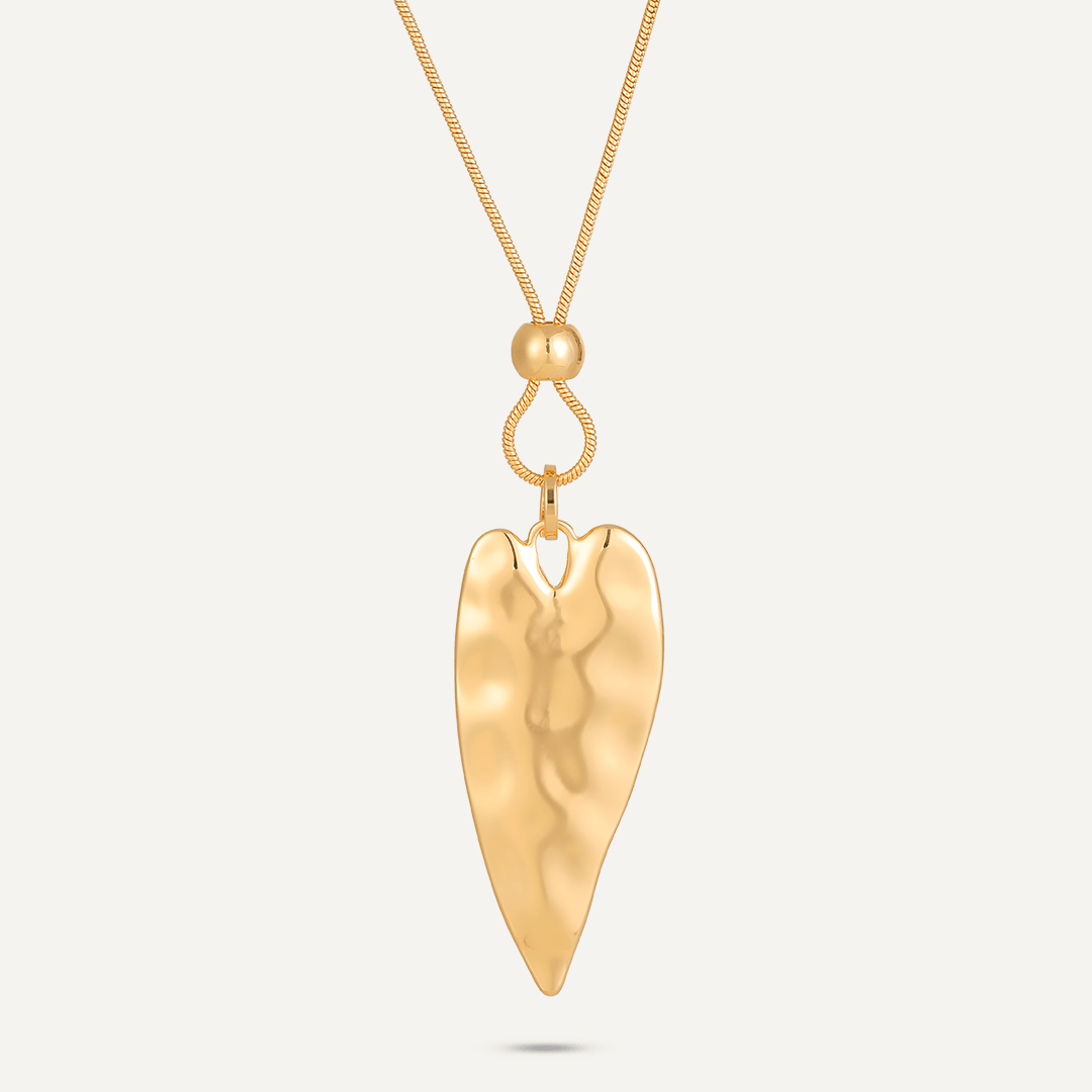 Classic Heart Pendant Long Necklace In Gold-Tone