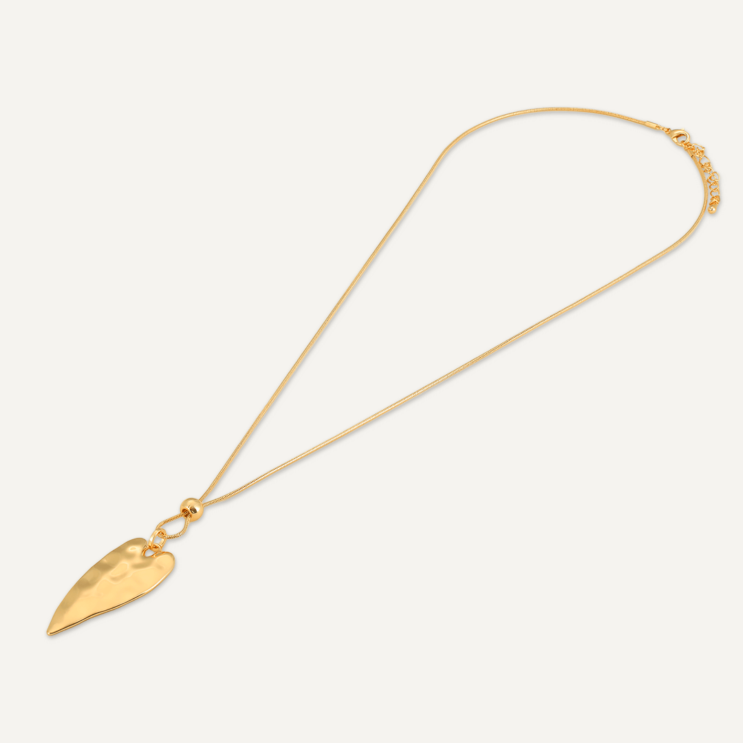 Classic Heart Pendant Long Necklace In Gold-Tone