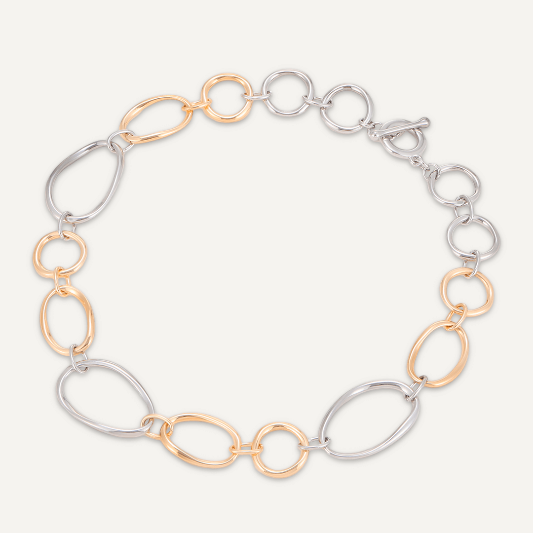 Geometric Hoops Short Necklace In Mixed Metal In Gold & Silver-Tone