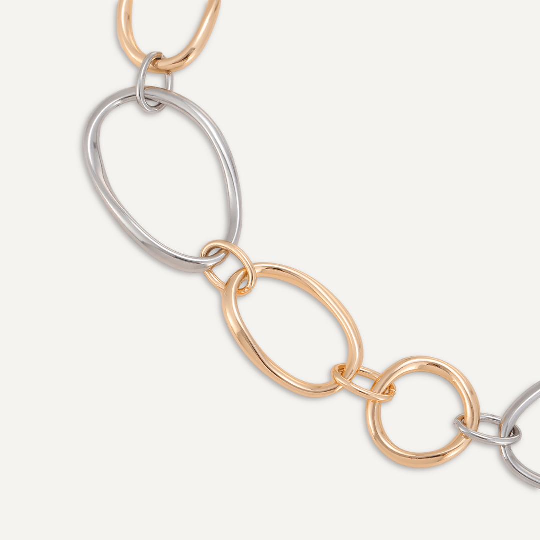 Geometric Hoops Short Necklace In Mixed Metal In Gold & Silver-Tone