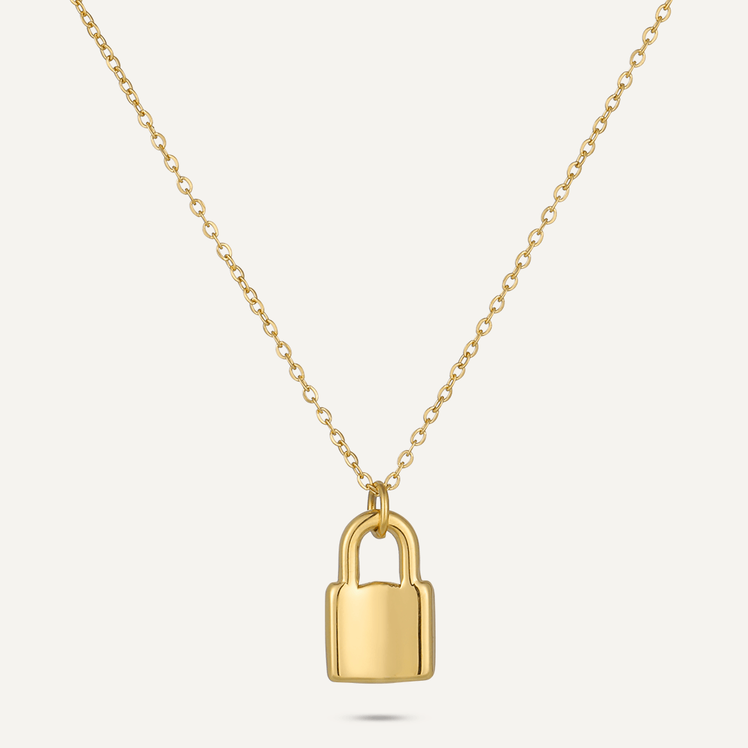 Padlock Pendant Necklace In Gold-Tone