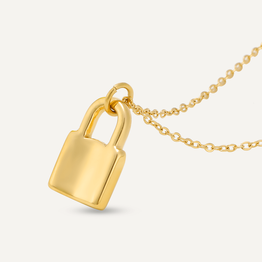 Padlock Pendant Necklace In Gold-Tone