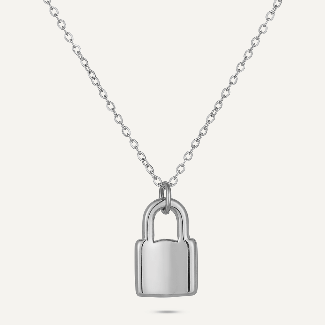 Padlock Pendant Necklace In Silver-Tone