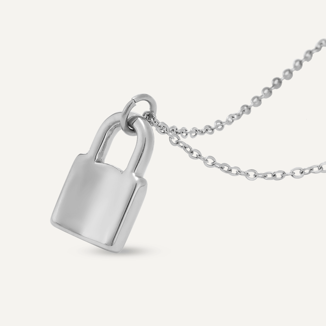 Padlock Pendant Necklace In Silver-Tone