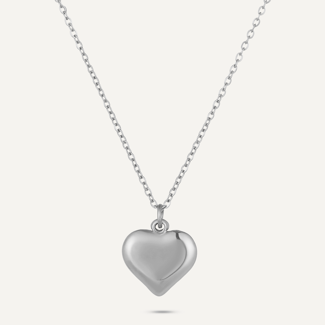 Cute Heart Pendant Necklace In Silver-Tone