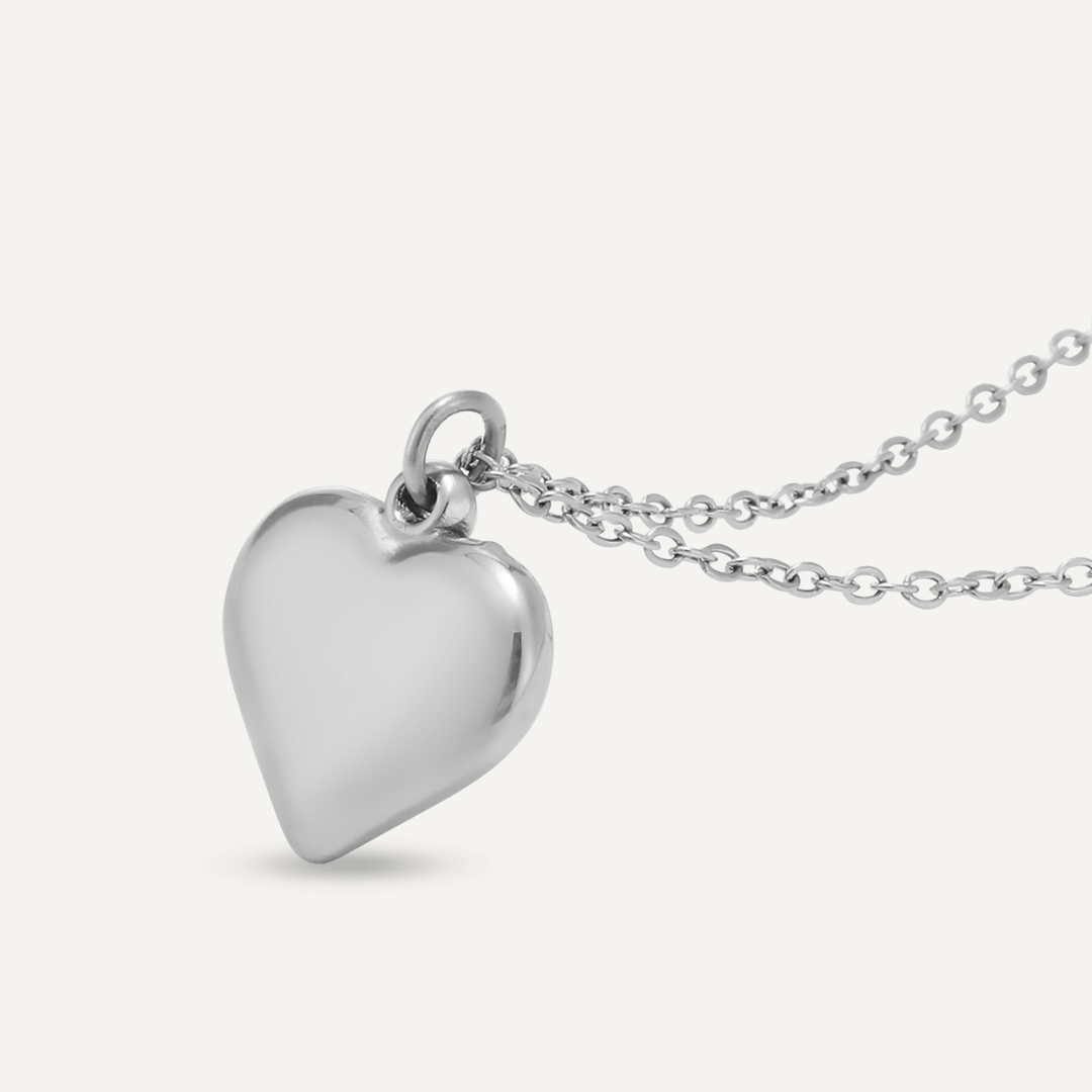 Cute Heart Pendant Necklace In Silver-Tone