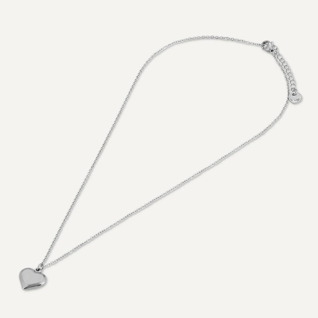 Cute Heart Pendant Necklace In Silver-Tone