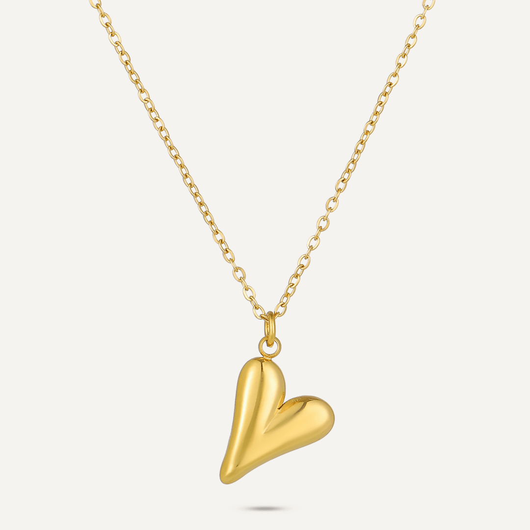 Cute Heart Contemporary Pendant Necklace In Gold-Tone