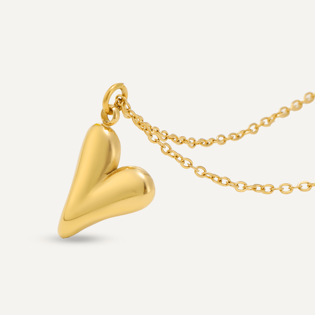 Cute Heart Contemporary Pendant Necklace In Gold-Tone