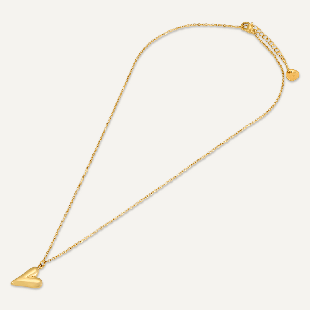 Cute Heart Contemporary Pendant Necklace In Gold-Tone