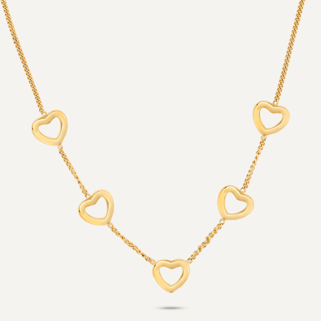 Multi-Heart Charm Necklace In Gold-Tone