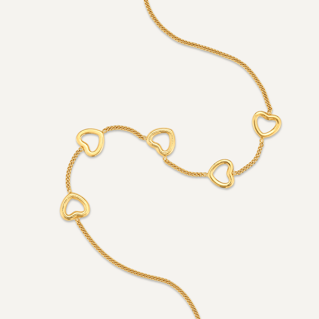 Multi-Heart Charm Necklace In Gold-Tone