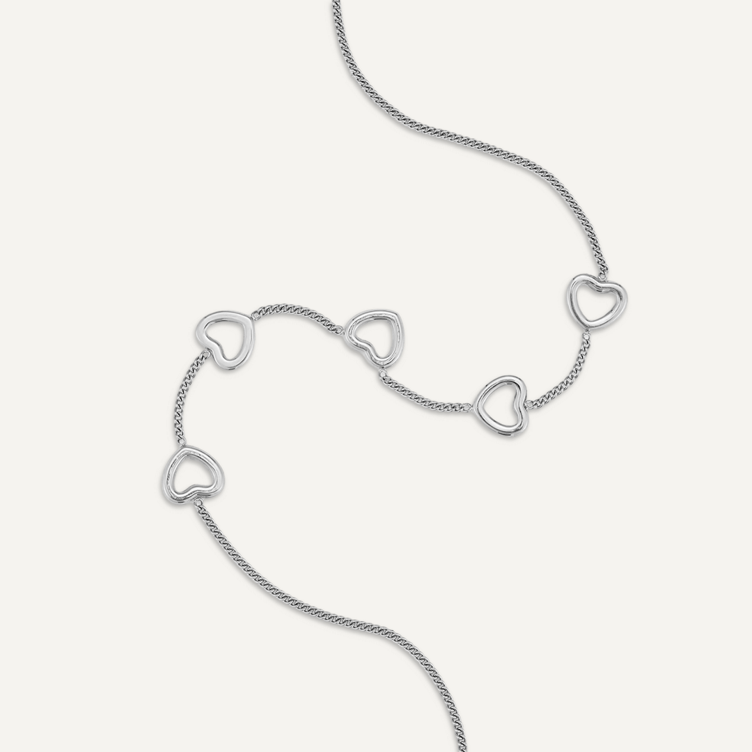 Multi-Heart Charm Necklace In Silver-Tone