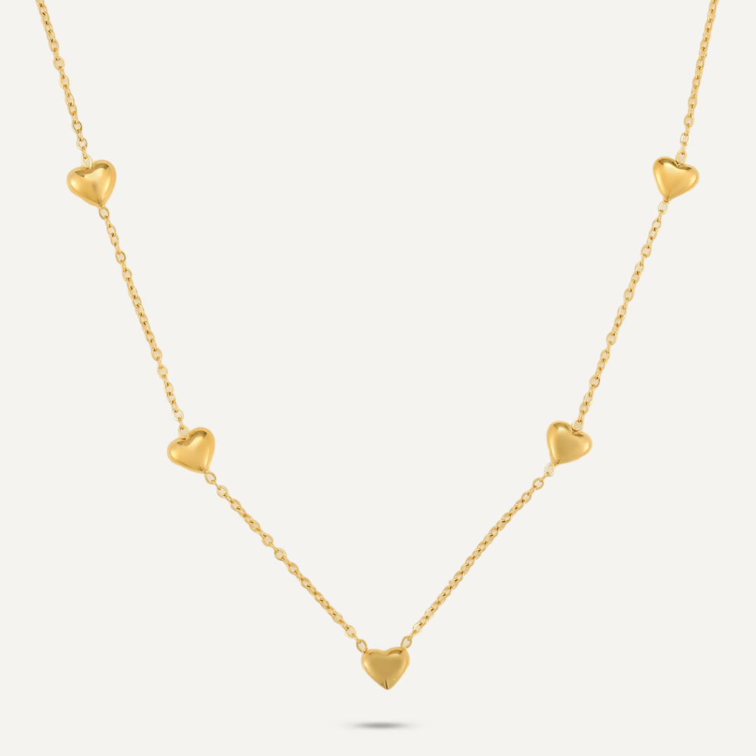 Mini Heart Charm Necklace In Gold-Tone