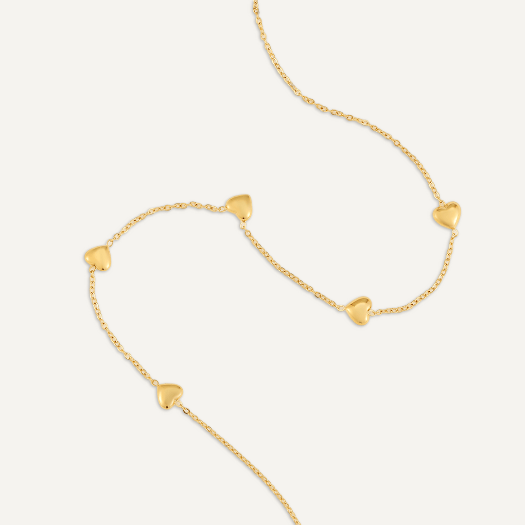 Mini Heart Charm Necklace In Gold-Tone