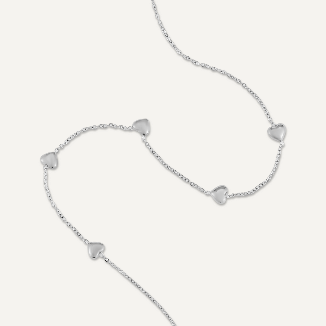 Mini Heart Charm Necklace In Silver-Tone