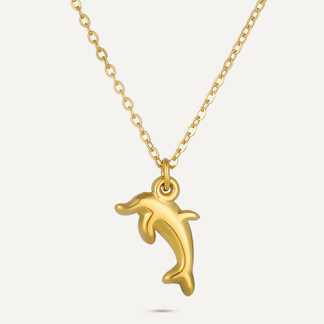 Dolphin Pendant Necklace In Gold-Tone