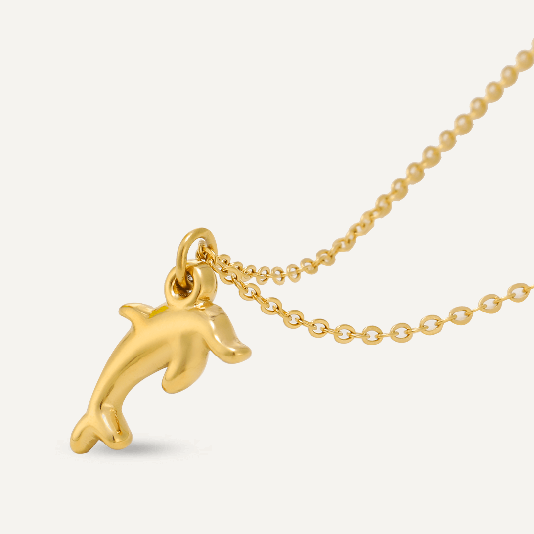 Dolphin Pendant Necklace In Gold-Tone