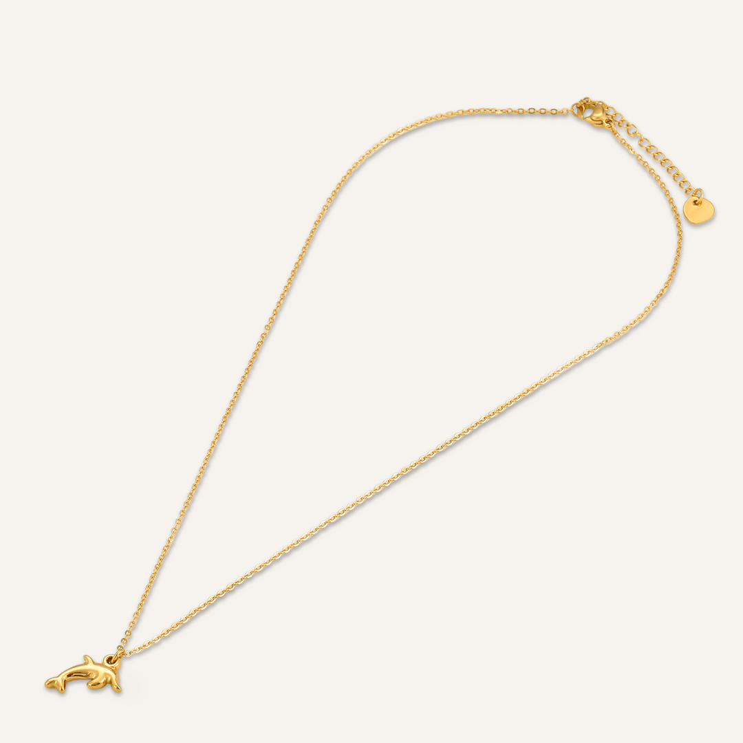 Dolphin Pendant Necklace In Gold-Tone