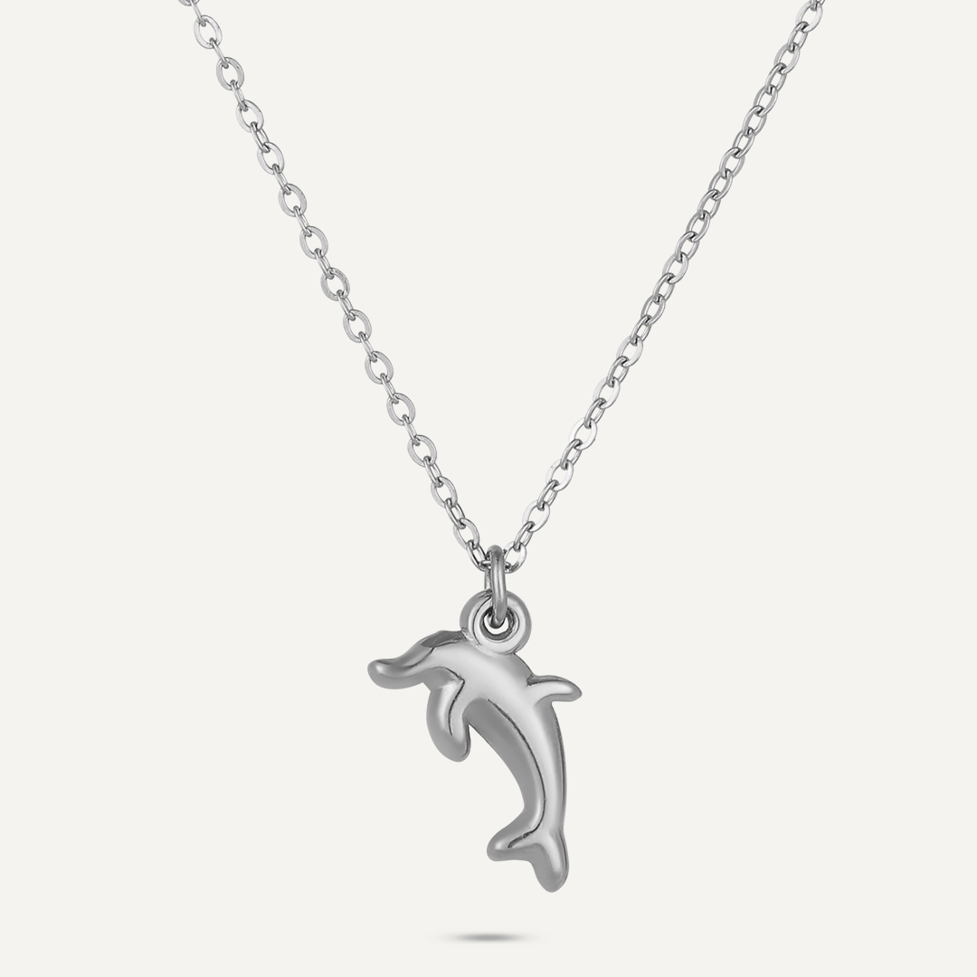 Dolphin Pendant Necklace In Silver-Tone