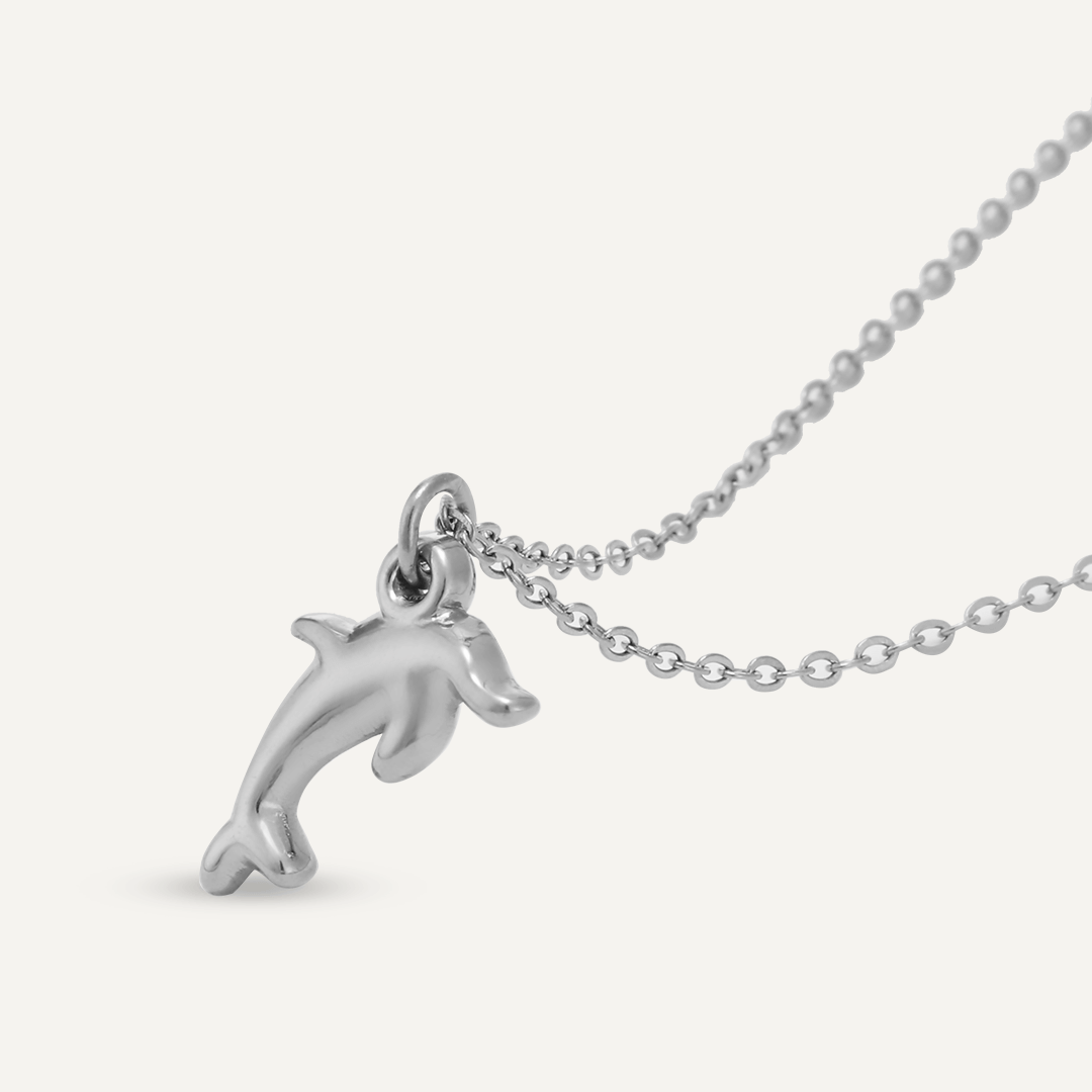 Dolphin Pendant Necklace In Silver-Tone