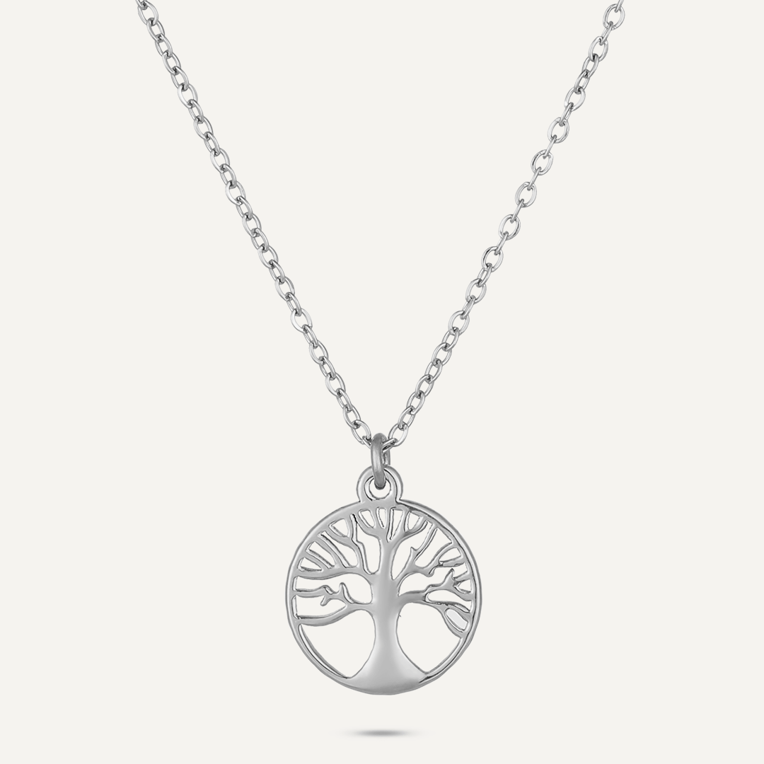 Tree Of Life Pendant Necklace In Silver-Tone