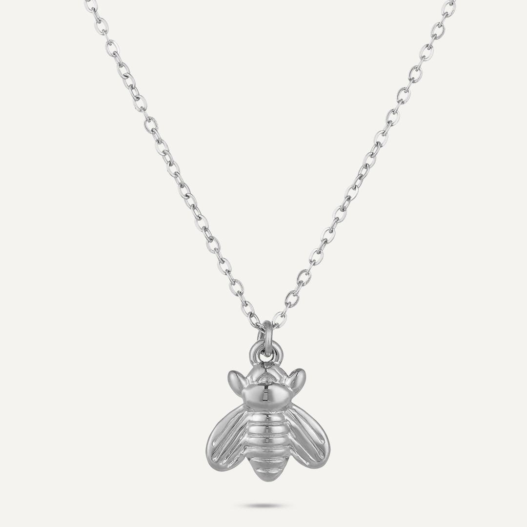 Bee Pendant Necklace In Silver-Tone