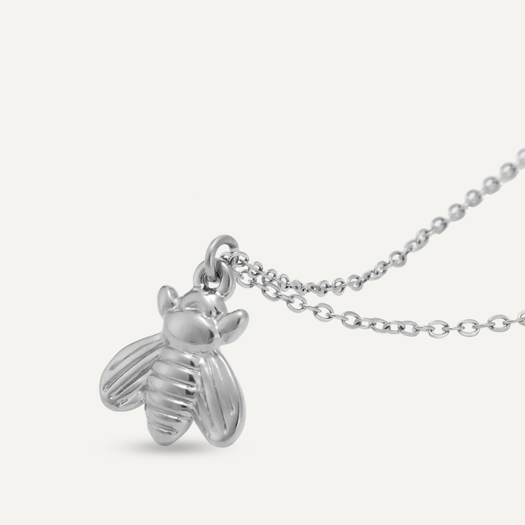 Bee Pendant Necklace In Silver-Tone