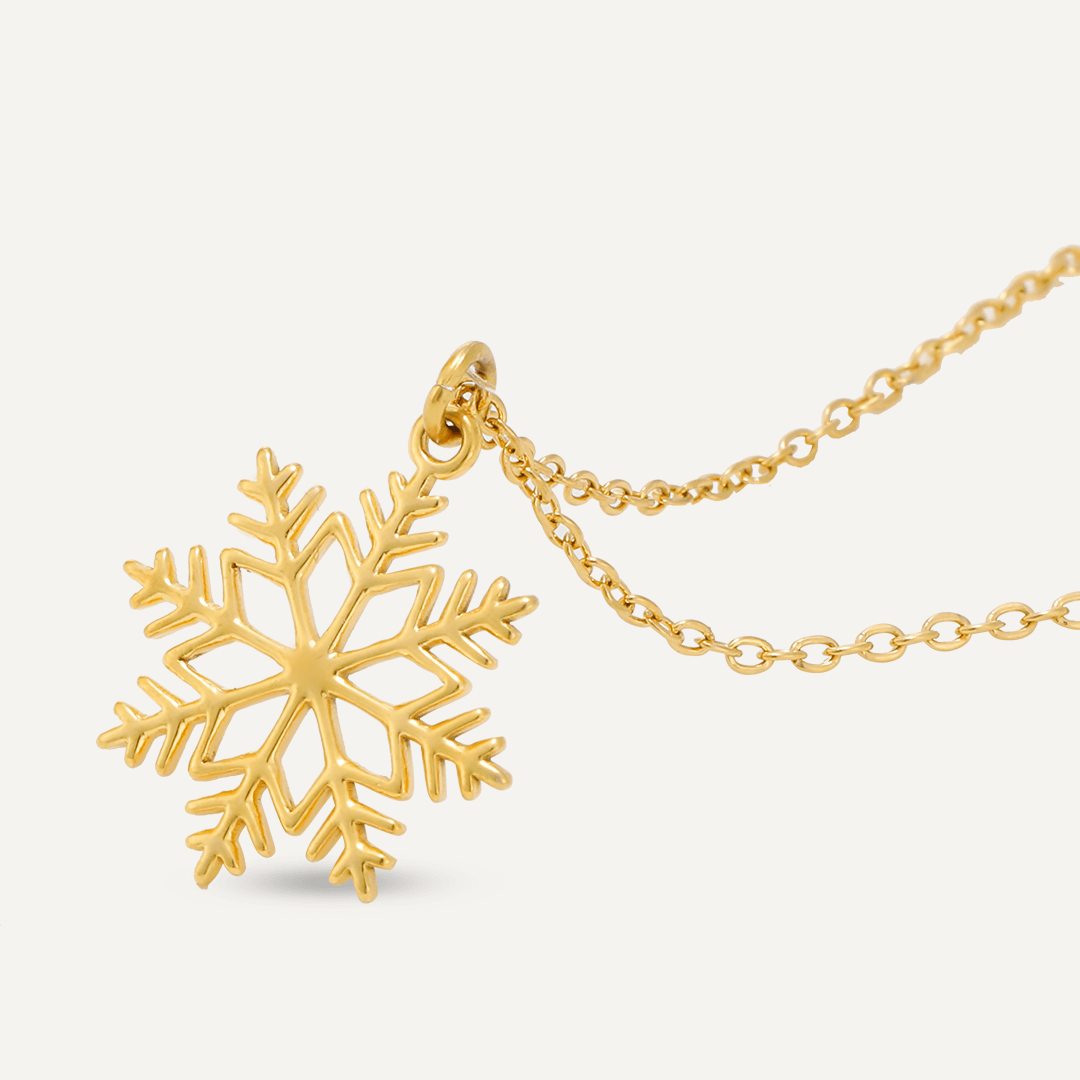 Snowflake Pendant Necklace In Gold-Tone