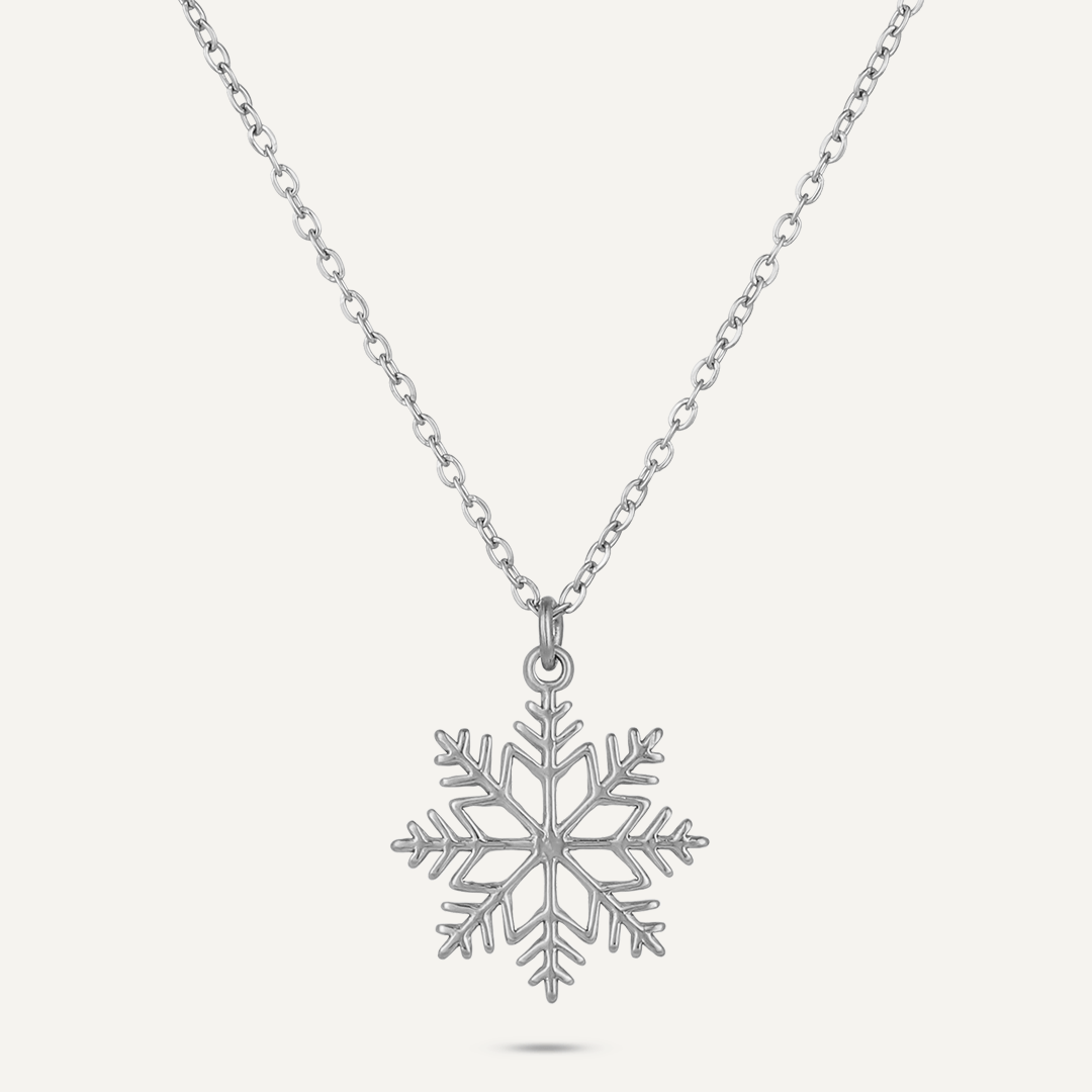 Snowflake Pendant Necklace In Silver-Tone