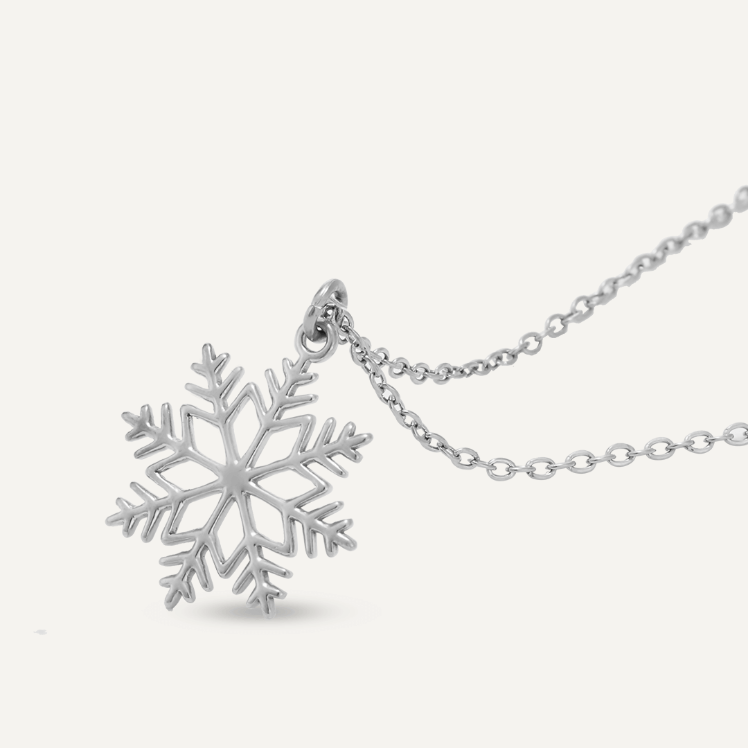 Snowflake Pendant Necklace In Silver-Tone