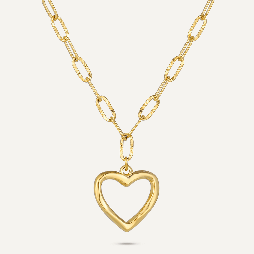 Chain-Link Heart Pendant Necklace In Gold-Tone