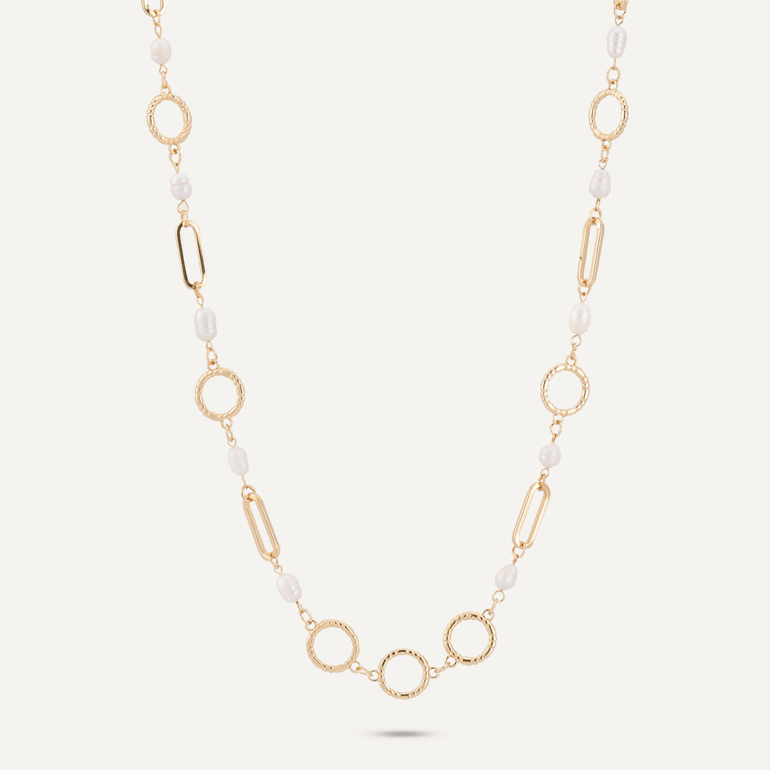 Classic Faux Pearls Lobster Clasp Necklace In Gold-Tone