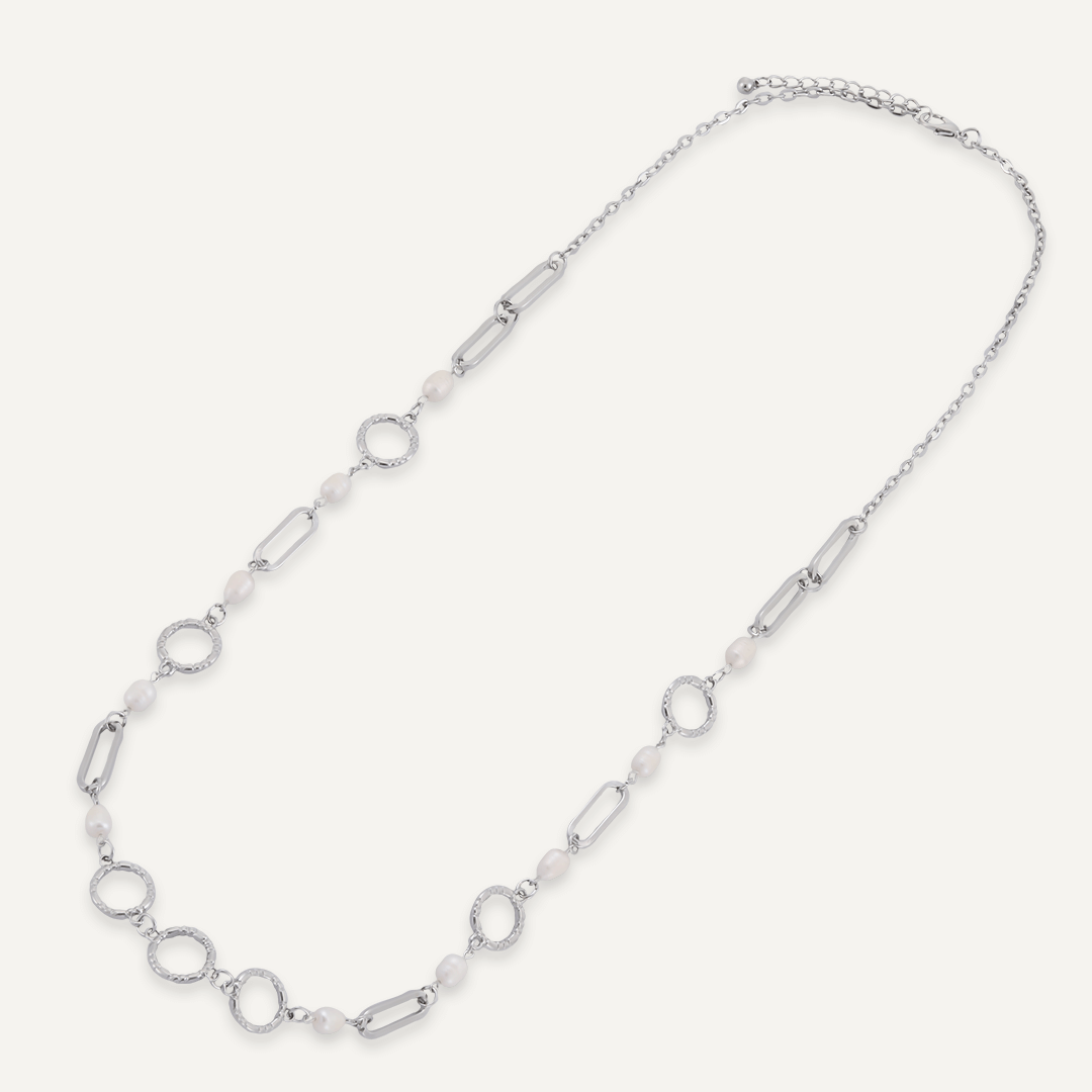 Classic Faux Pearls Lobster Clasp Necklace In Silver-Tone