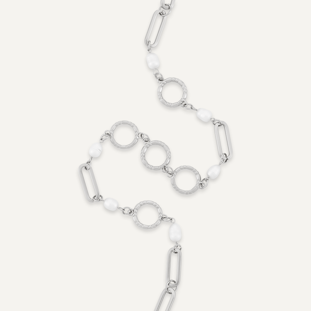 Classic Faux Pearls Short Necklace In Silver-Tone