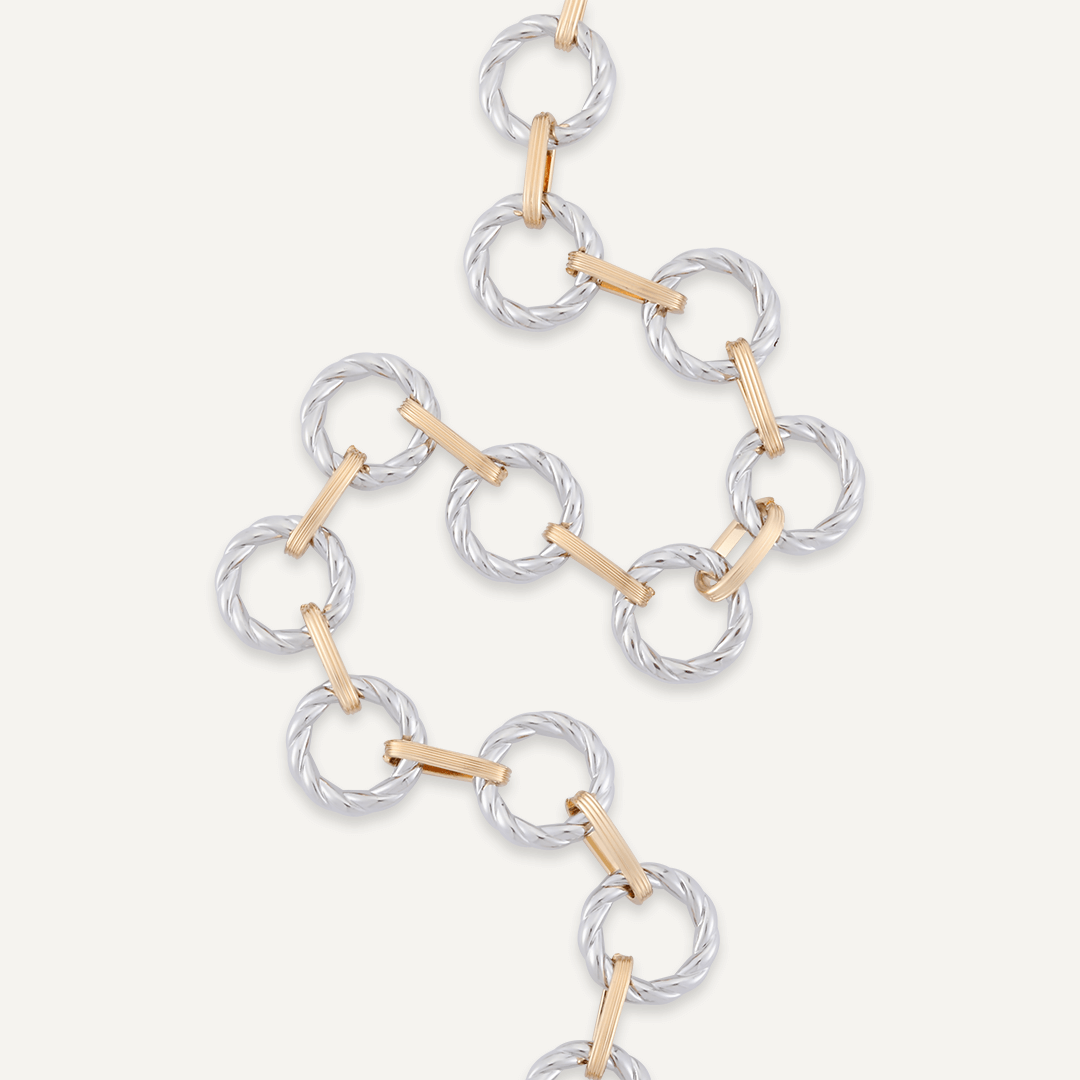 Contemporary Chain-Link T-Bar Necklace In Gold & Silver-Tone