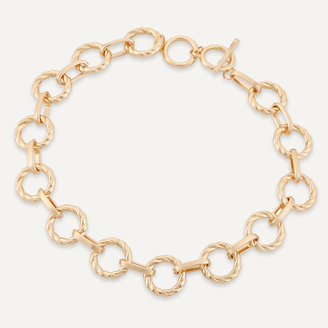 Contemporary Chain-Link T-Bar Necklace In Gold-Tone