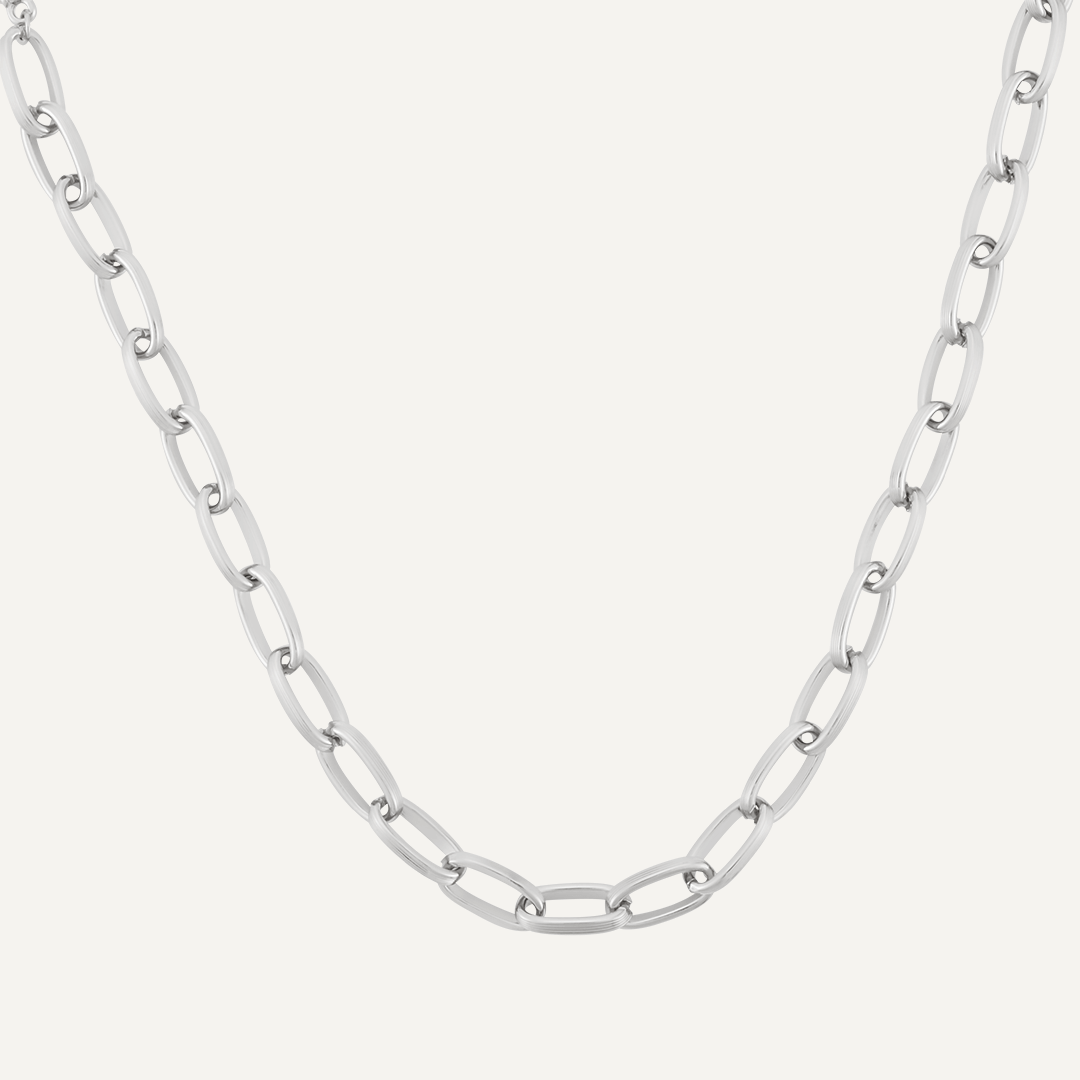 Contemporary T-Bar Chain-Link Necklace In Silver-Tone