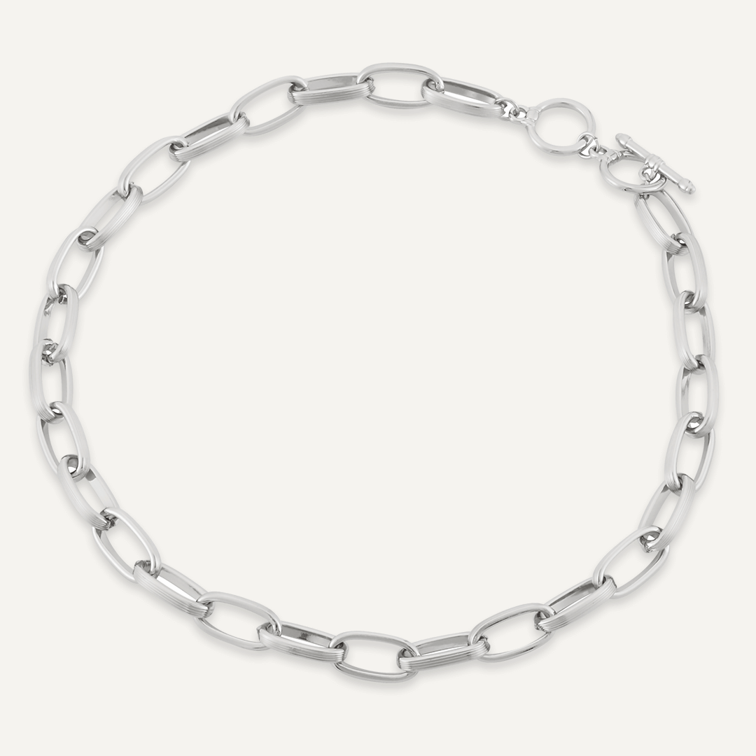 Contemporary T-Bar Chain-Link Necklace In Silver-Tone