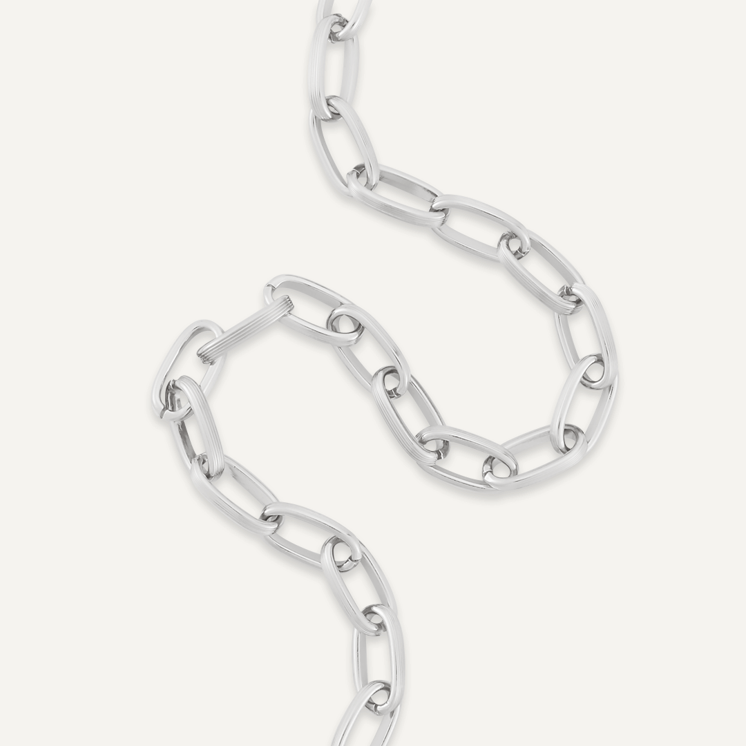 Contemporary T-Bar Chain-Link Necklace In Silver-Tone