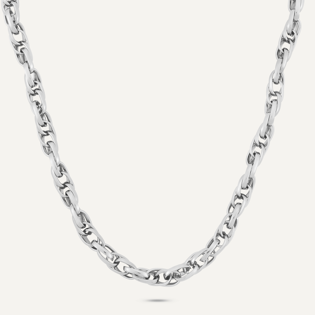 Contemporary Chain-Link Necklace In Silver-Tone