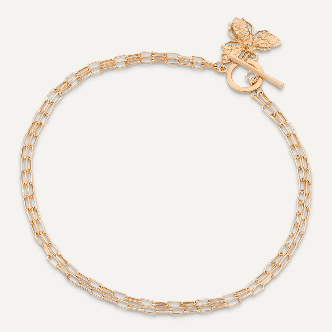 Contemporary T-Bar Bee Necklace In Gold-Tone