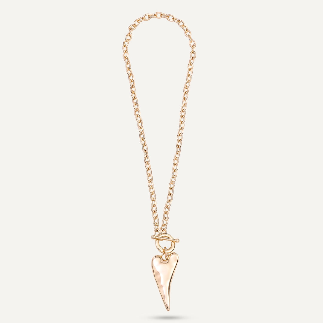 Short Heart Drop Pendant Necklace In Gold-Tone