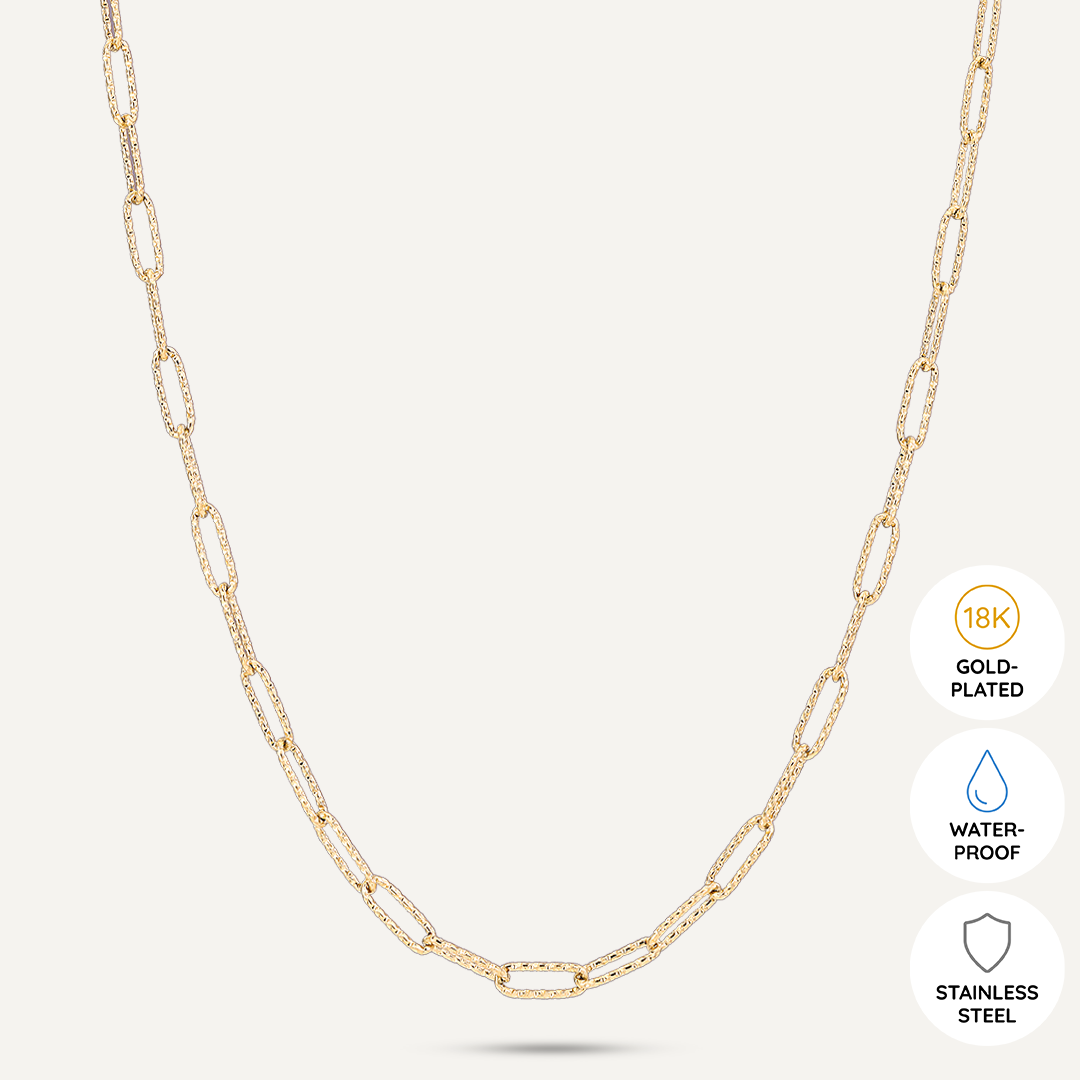 Vibes | Textured Link Chain Necklace | 18K Gold-Plated