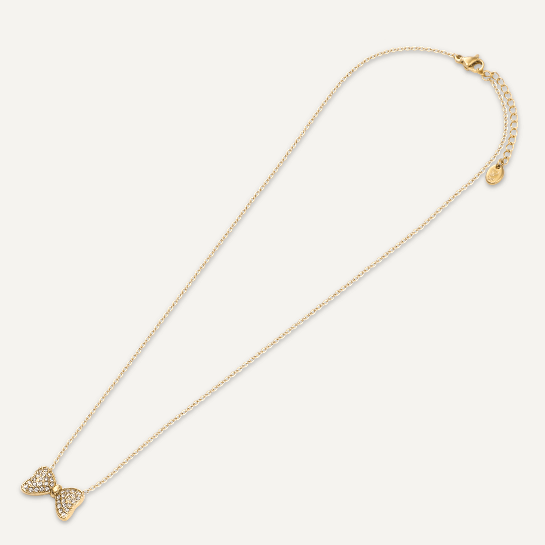 Vibes | Sparkling Bow Pendant Necklace | 18K Gold-Plated