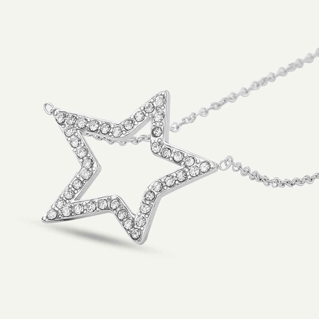 Vibes | Starry Glow Pendant Necklace | White Gold-Plated